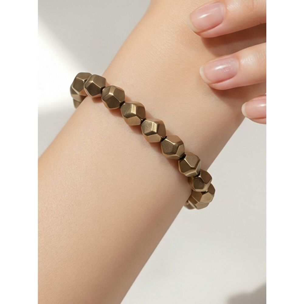 Natural Pyrite Beaded Stretch Bracelet ✨ Metallic Fool's Gold Chakra Jewelry